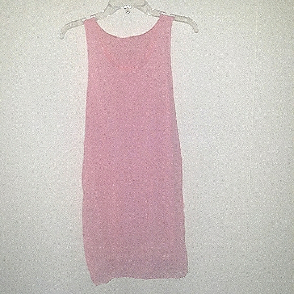 Pink sleeveless dress with bow in back racerback tank mini dress size medium - Picture 3 of 9